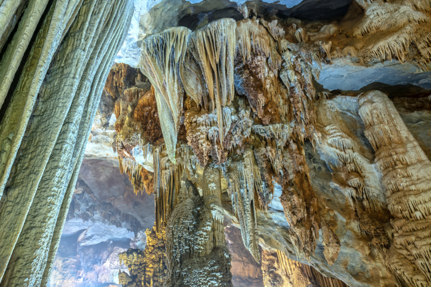 Beautiful Paradise Cave with stalactites and stalagmites in Phong Nha national park, Quang Binh, Vietnam