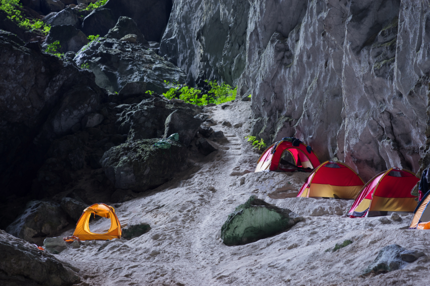 Tents in Hang Son Doong cave, the largest cave in the world by passage volume in Quang Binh province, Vietnam (2)